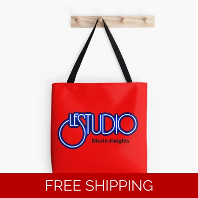 Le Studio Tote Bag A White & Blue Morin-Heights logo